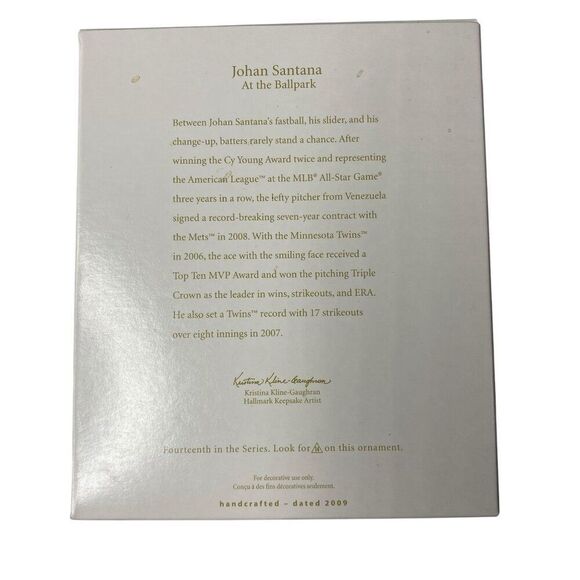 Johan Santana Hallmark Baseball Ornament 2009 - Picture 3 of 3